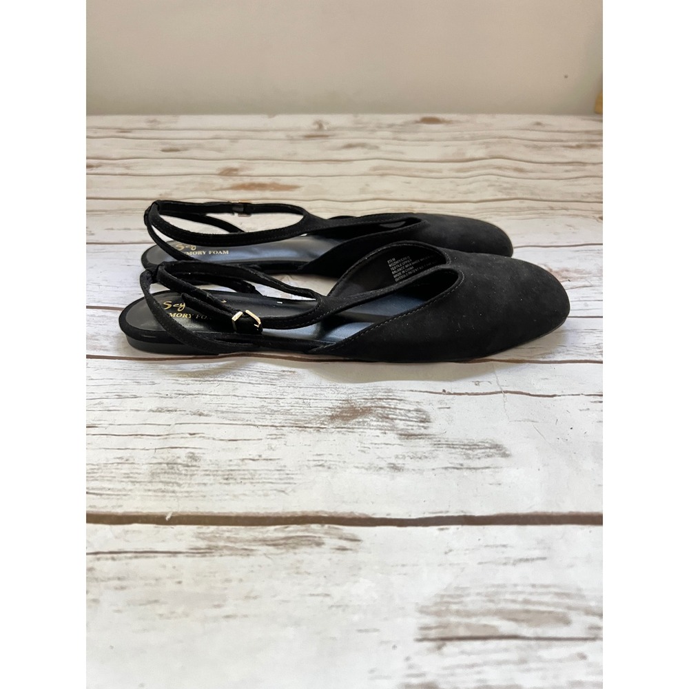 Seychelles Vicoco Slingback Flats Black T-Strap Memory Foam 9.5M
